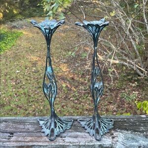 Art Nouveau Style Jugendstil (German Art Nouveau) Metal candlesticks